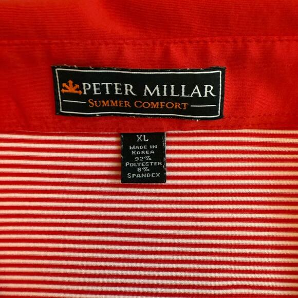 Peter Millar Summer Comfort Golf Polo Red White Stripe Dove Mountain Logo XL - Picture 3 of 10